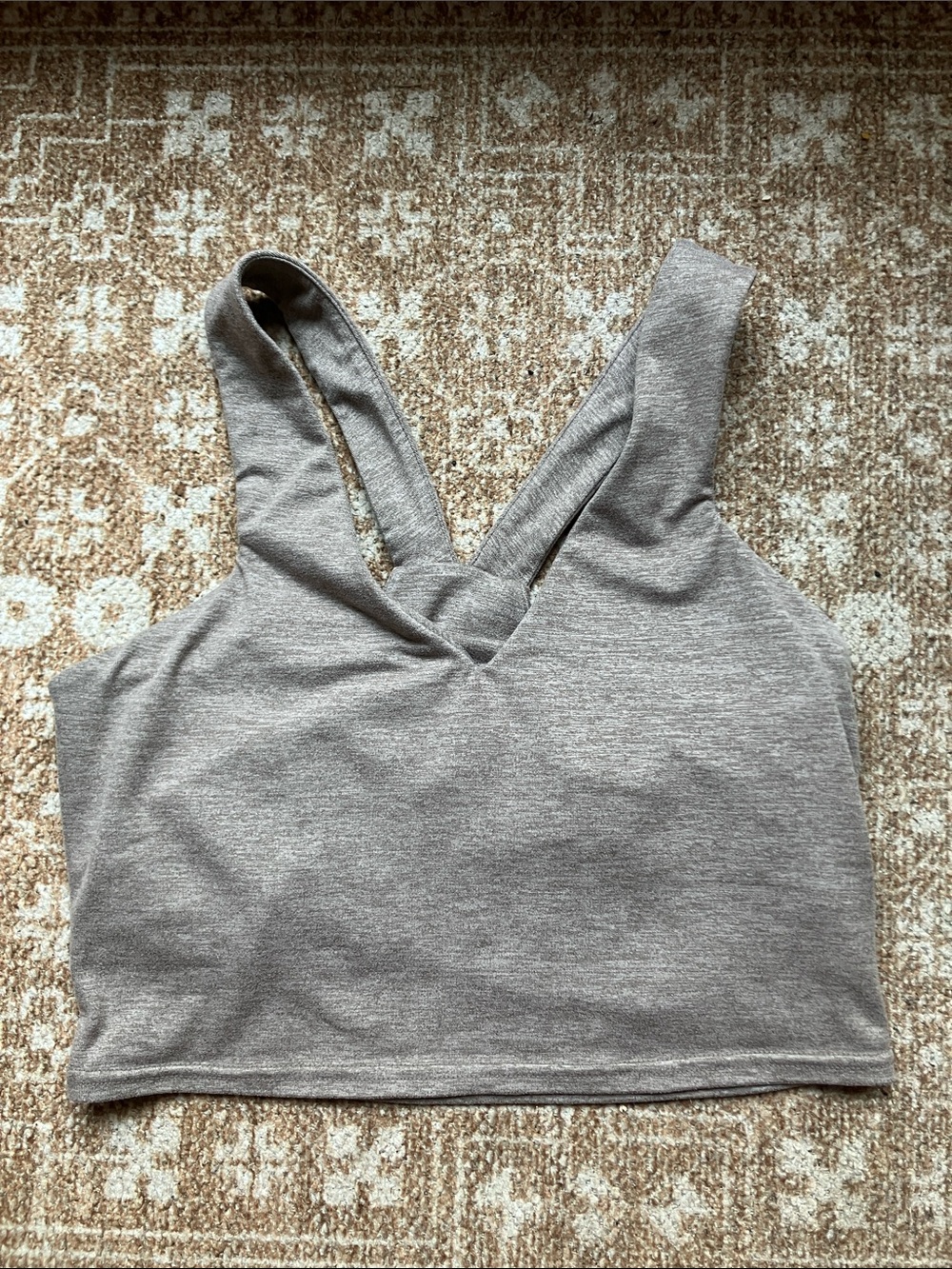 Quince Brown V-Neck Crop Sports Bra